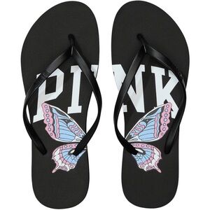 Black Flip Flops with Butterfly Design